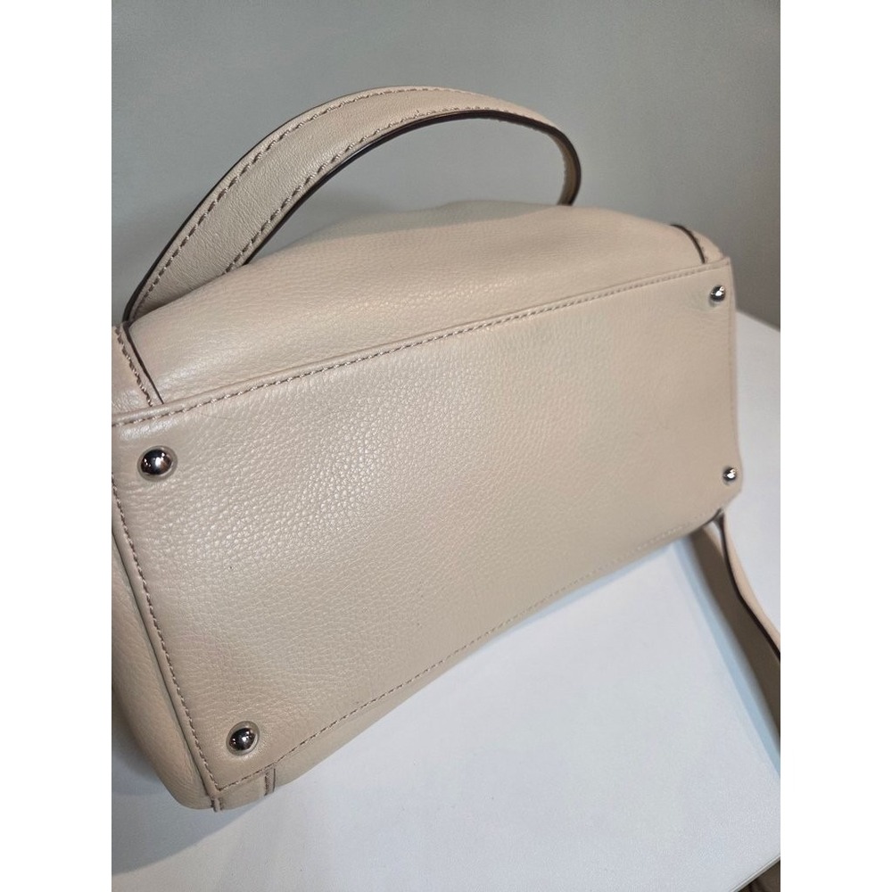 Ralph Lauren Lauren Satchel Handbag Cream Pebble Leather Crossbody Medium Bag - Picture 4 of 6